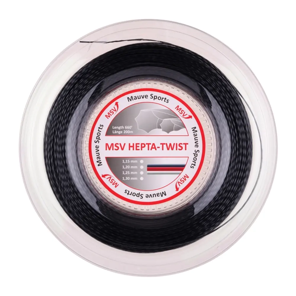 Теннисная струна MSV Hepta Twist, 1.15, 200м (черный)