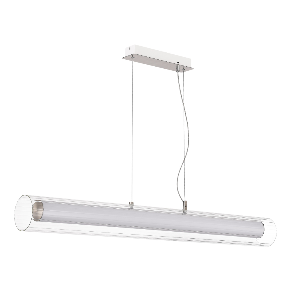 Светильник подвесной, Никель/Белый-прозрачный, ENFYS, LED 40W, 3000K/4000K/6000K
