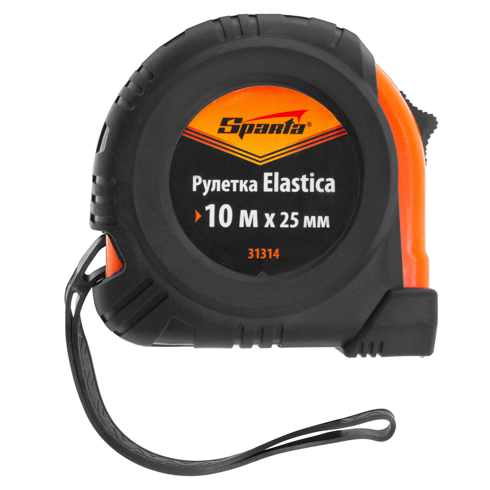 Рулетка Elastica,10 м х 25 мм,обрезиненный корпус Sparta 31314