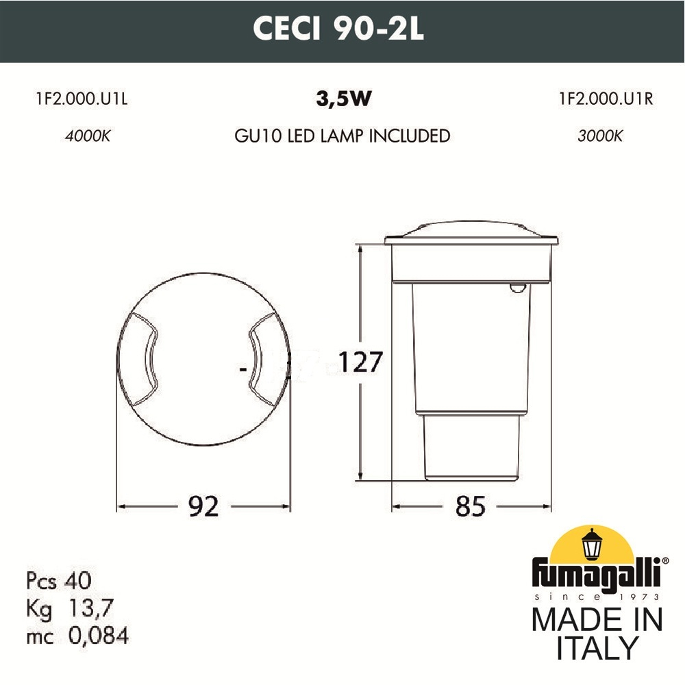Тротуарный светильник Fumagalli CECI 1F2.000.000.LXU1L
