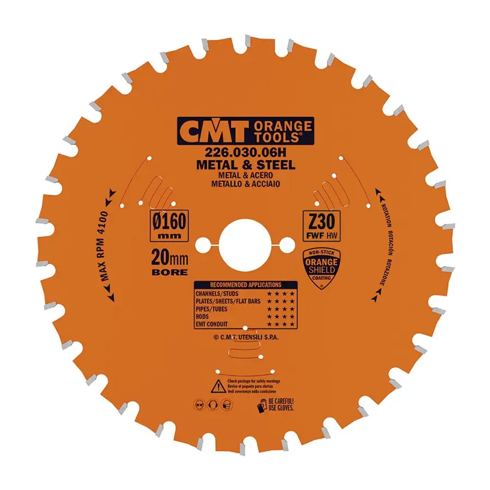 Диск пильный по стали 160x20x2,0/1,6 0° FWF Z=30 CMT 226.030.06H