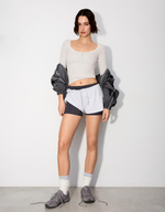Женский лонгслив с V-образным вырезом и кружевом - BERSHKA