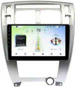 Магнитола для Hyundai Tucson 1 2004-2009 (рамка серебро) - Teyes CC4L-DTS монитор 10.1" IPS, Android 14, Быстрая, Snapdragon 662, CarPlay, 4G SIM-слот