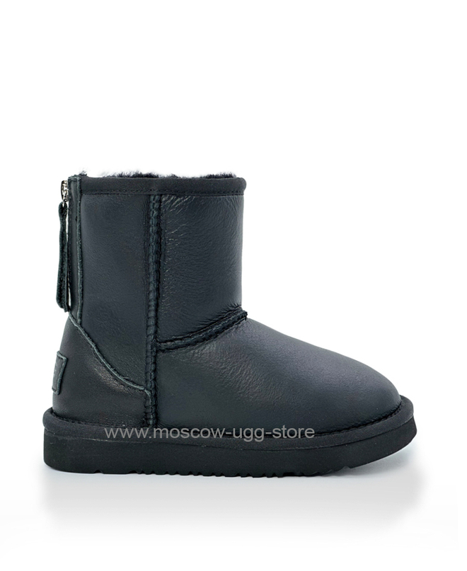 KIDS CLASSIC SHORT ZIP LEATHER black