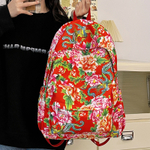 DELIXIONG Nylon Backpack Regular Women"s Red/Green/Black
