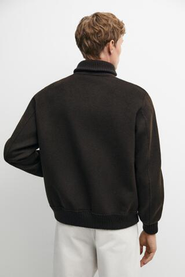 Massimo Dutti Куртка из замши и комбинированной вязки, коричневый