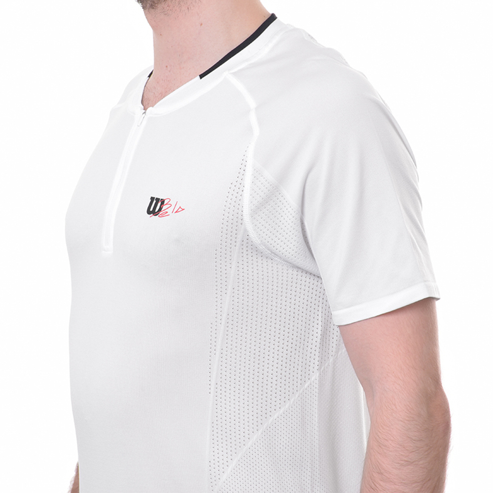 Мужское теннисное поло Wilson Players Seamless Zip Henley 2.0 - bright white