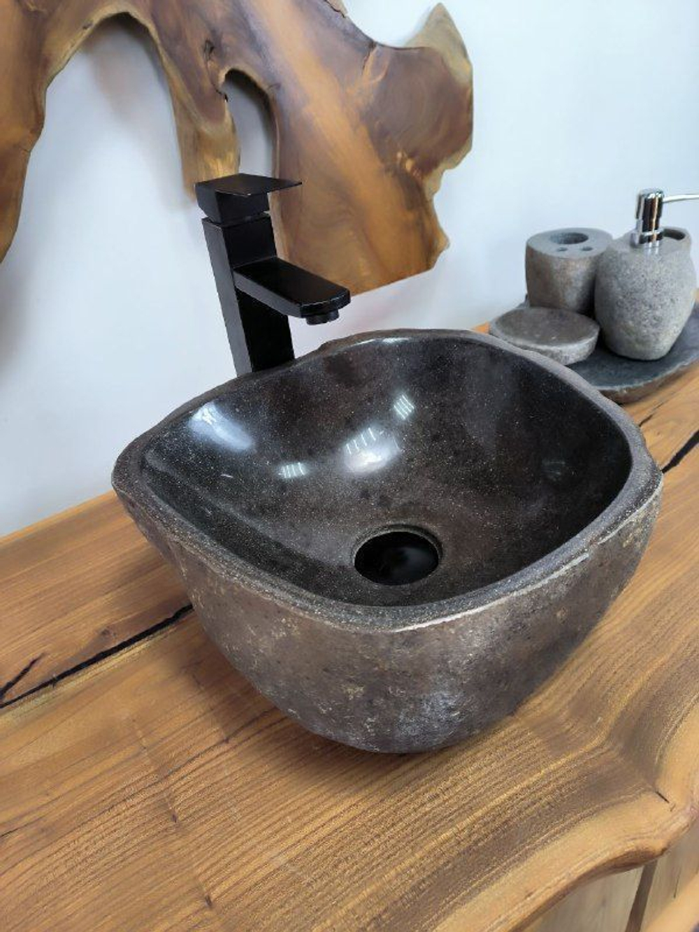 Раковина из речного камня RS-66318 33х32х15 из натурального камня
