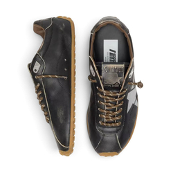 Women's Golden Goose Marathon Speed with Black Leather Upper and Silver Star