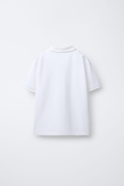 ZARA БАЗОВОЕ ПОЛО ИЗ ПИКЕ, БЕЛЫЙ