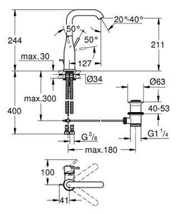 Смеситель  для раковины Grohe  Essence New 32628001 схема