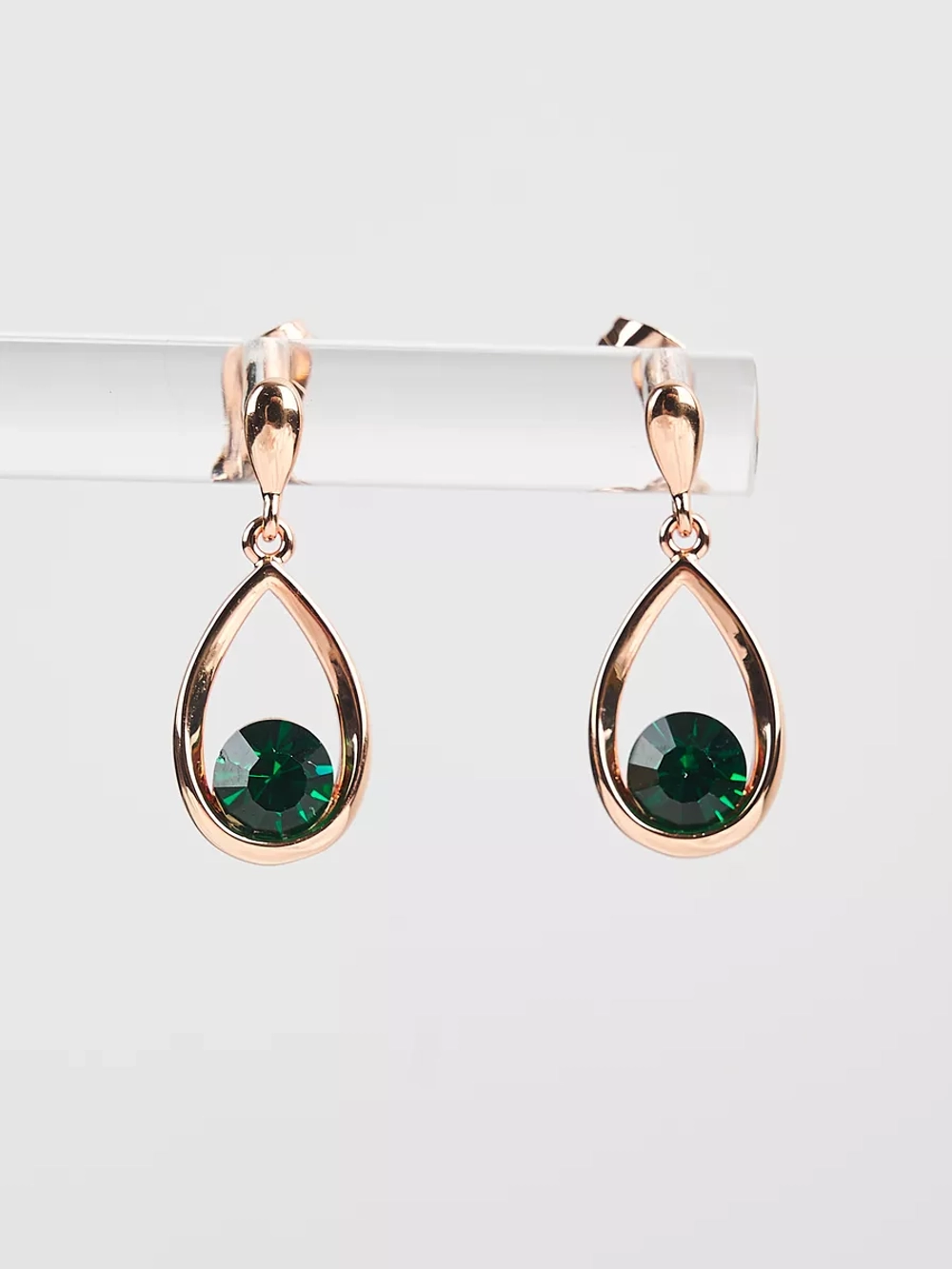 Серьги-капли Белла с зелеными кристаллами Swarovski