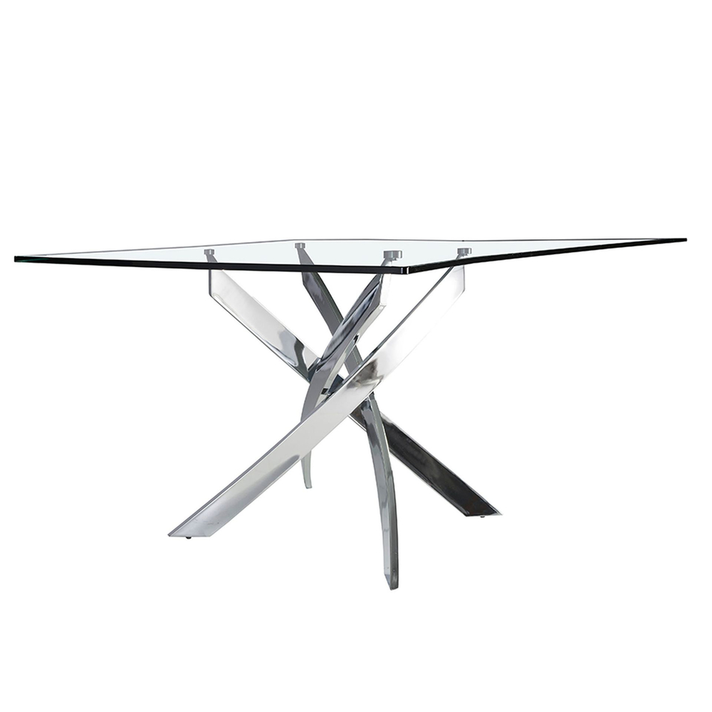 Стол обеденный прямоугольный Angel Cerda F2133 /1061 стекло 180x95 с ножками из нержавеющей стали