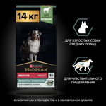 Сухой корм PRO PLAN SENSITIVE DIGESTION для взрослых собак средних пород с чувствительным пищеварением ягненок 14 кг