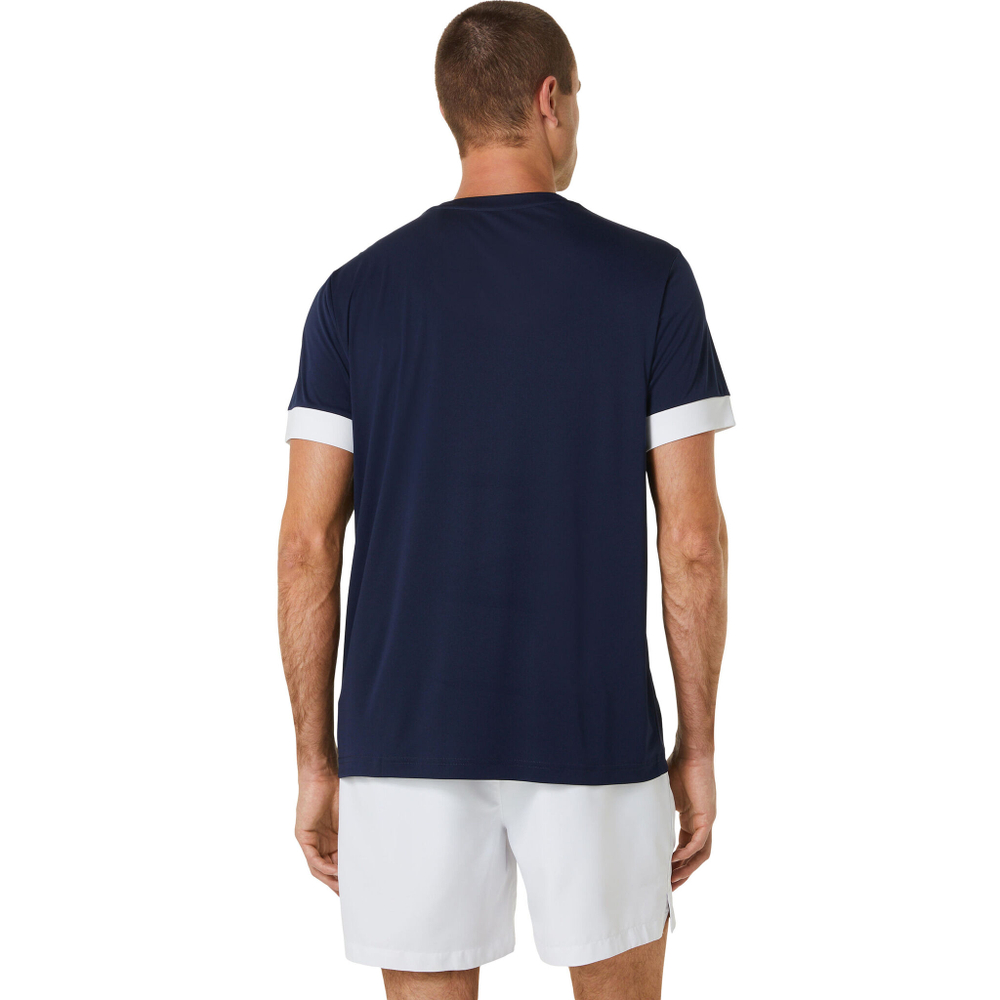 Мужское теннисное поло ASICS Court Shortsleeve Tee T-Shirt Men - Dark Blue, White