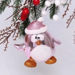 Ёлочная игрушка «Весёлый пингвинёнок» 11*6*11 см, розовый
