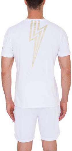 Мужская теннисная футболка Hydrogen Flash Tech T-Shirt - white/gold