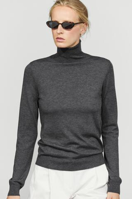 Massimo Dutti Свитер из смесовой шерсти с высоким воротником, серый