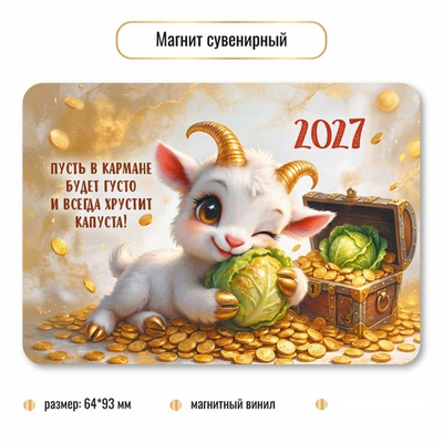 Магнит сувенирный 2027 "Символ года" 10400 (Квадра)