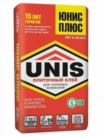 Клей для плитки UNIS Плюс 25кг