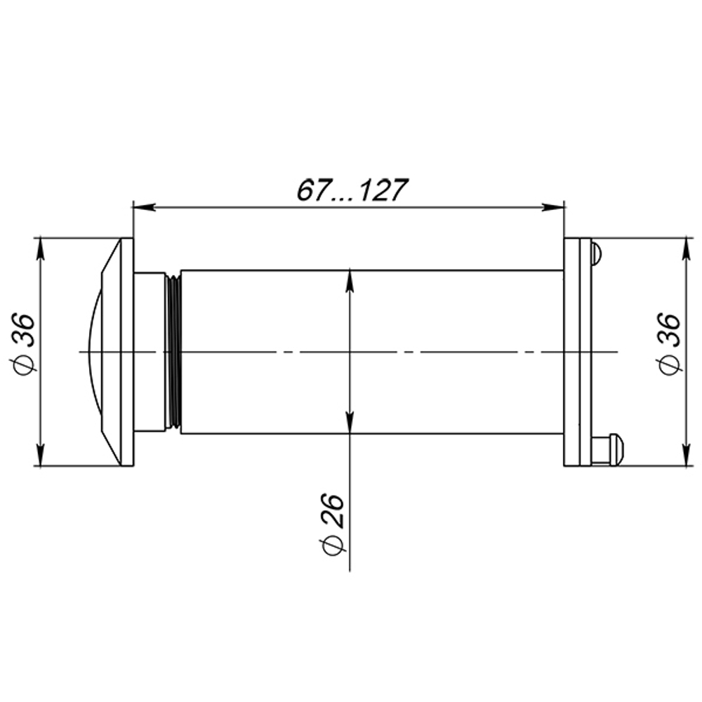 VIEWER 5 DVZ 70x125/25 (оптика пластик, угол обзора 180) CP Хром