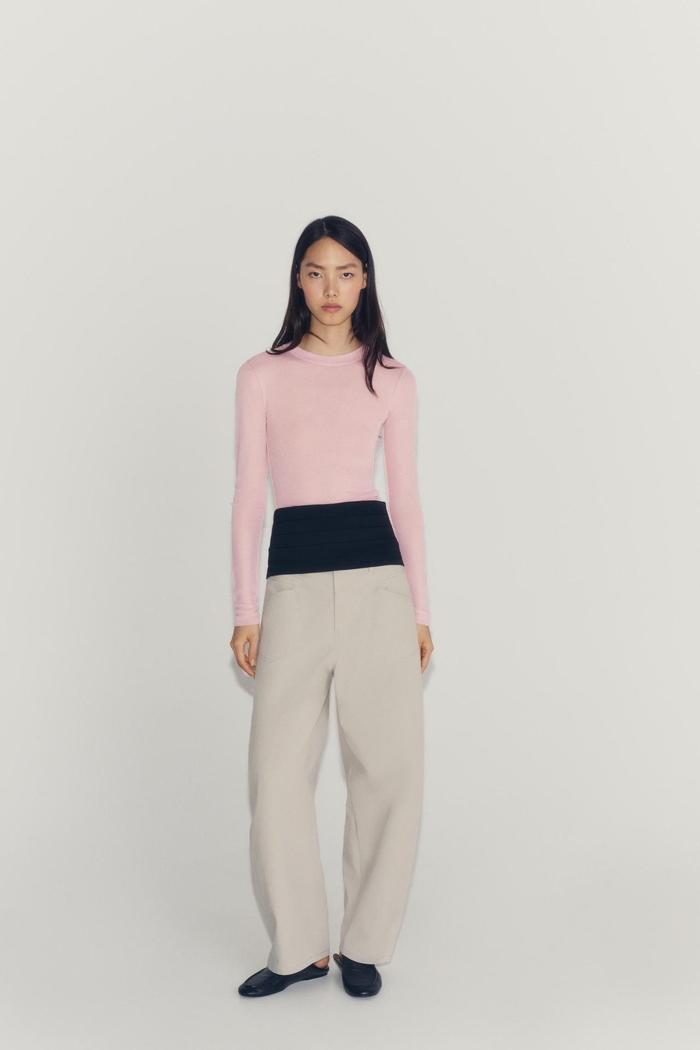 ZARA ПОЛУПРОЗРАЧНЫЙ ТРИКОТАЖНЫЙ ТОП, РОЗОВЫЙ