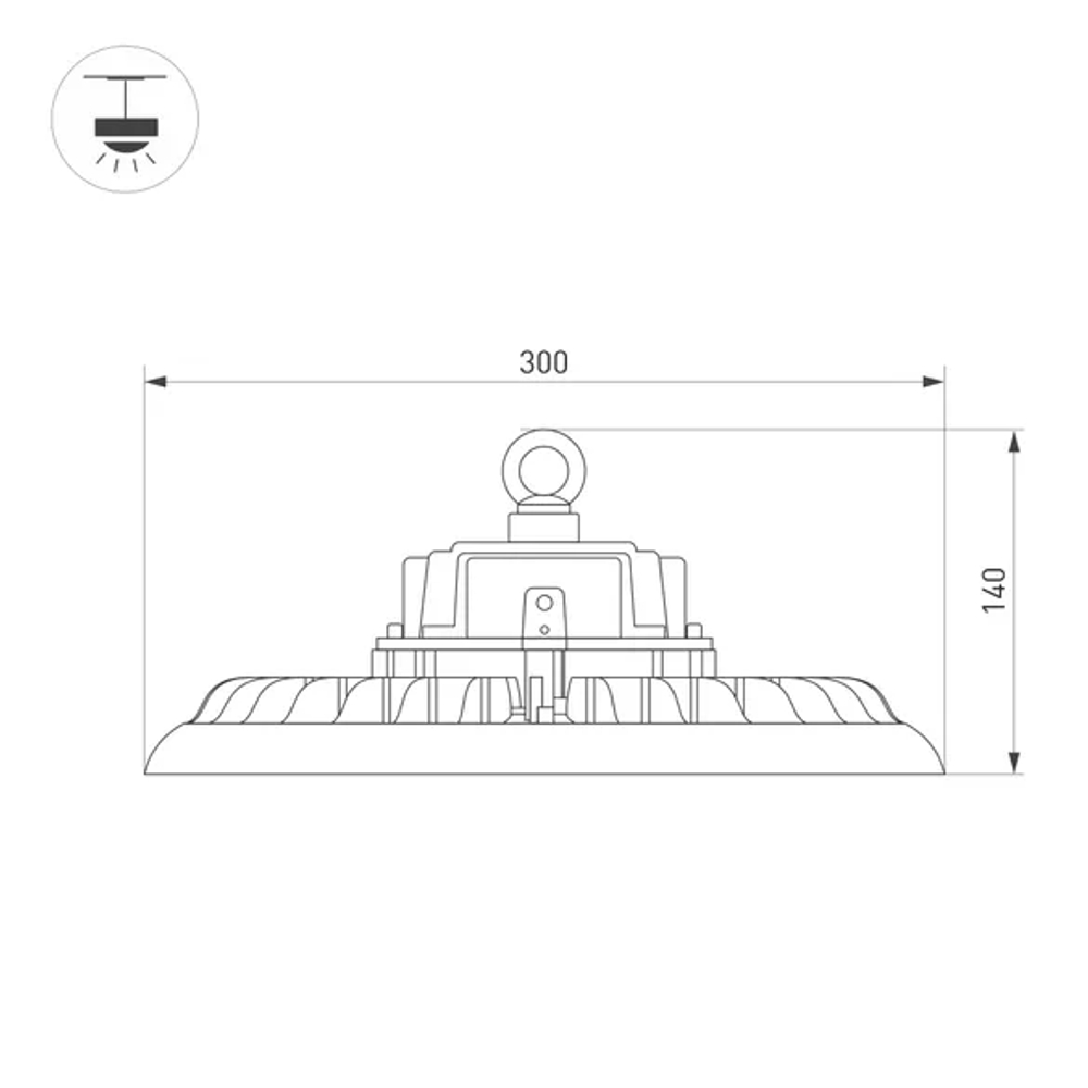 Светильник SP-ARIVA-MOTION-R300-150W White5000 (BK, 60 deg, 230V) (Arlight, IP65 Металл, 5 лет) 052869