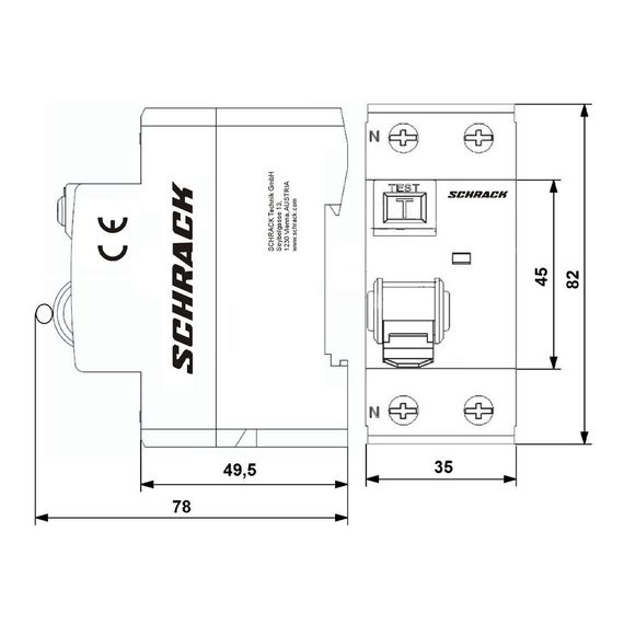 УЗО Schrack Technik 2P 40A 30mA тип AC 10kA Amparo AR004203-- (ВДТ)