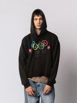 Худи Crop Ovympics washed black