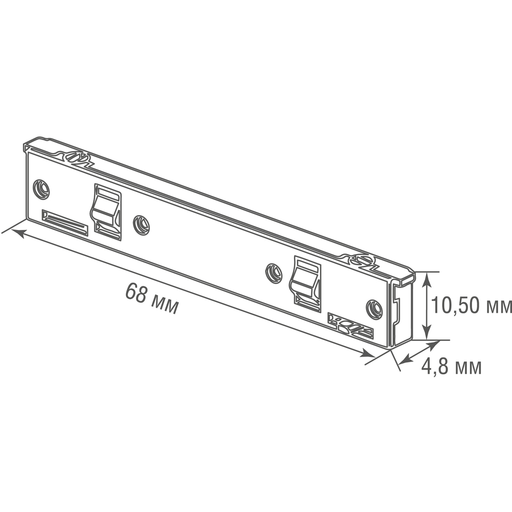 Токопроводящий прямой соединитель для шинопроводов Slim Line Mini, DC 24В, L68xW4, 8xH10, 5 мм