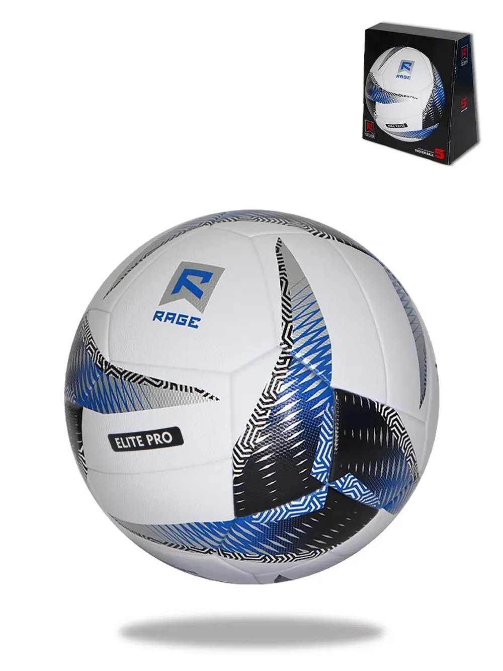 Мяч футбольный RAGE ELITE PRO (FIFA QUALITY PRO) бело-синий р-р 5