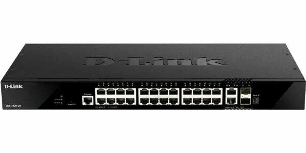 Сетевое оборудование D-Link DGS-1520-28/A1A Управляемый L3 стекируемый коммутатор с 24 портами 10/100/1000Base-T, 2 портами 10GBase-T и 2 портами 10GBase-X SFP+
