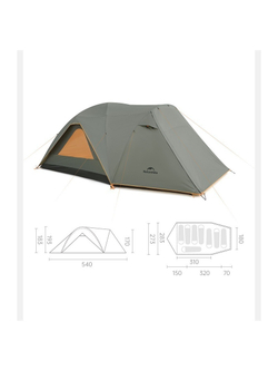 Палатка Naturehike KOTA 4, 8-местная, алюминиевый каркас, темно-зеленая