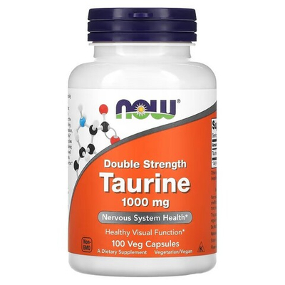 NOW Foods, Taurine Double Strength 1000 mg, 100 Veg Capsules | Ikki barobar konsentratsiyali taurin, 1000 mg, 100 kapsula