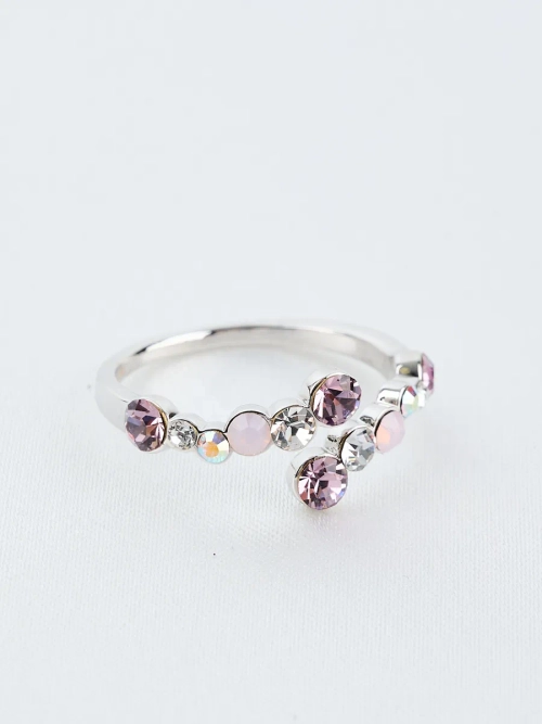 Кольцо Млечный путь с розовыми кристаллами Swarovski