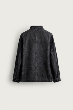 ZARA ДЖИНСОВАЯ КУРТКА С КАРМАНАМИ, УГОЛЬНЫЙ