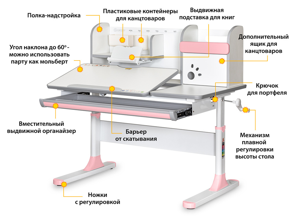 Растущая парта Mealux Vancouver Multicolor BD-620 (1100×660 мм)