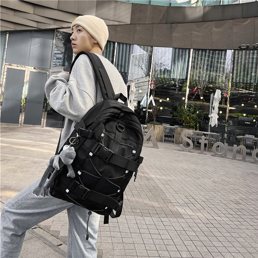 BESSIO Nylon Backpack Regular Men"s Gray/Black