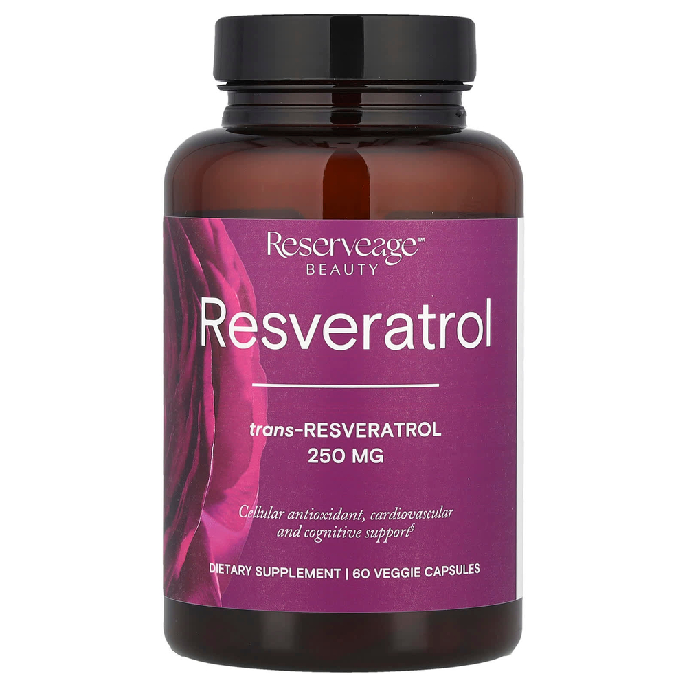 Reserveage Beauty, ресвератрол, 60 растительных капсул