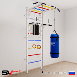 Шведская стенка Sv Sport усиленная 6443 (Турник рукоход/Брусья/Канат/Кольца/Цепь/Мешок 30кг)