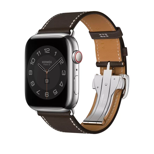 Apple Watch Series 8 Hermes 45mm, тёмно-коричневый ремешок с раскладывающейся застежкой