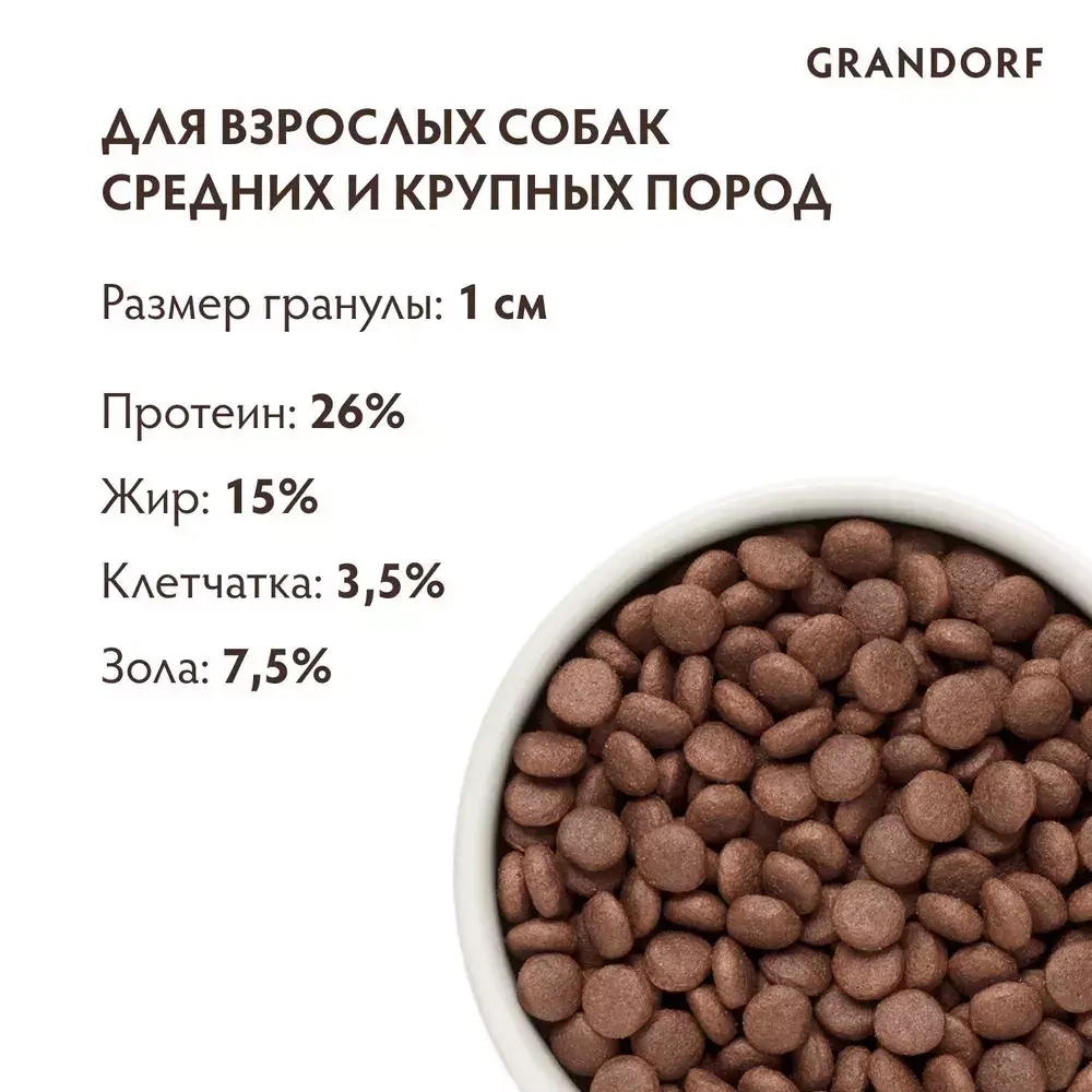 Корм сухой для собак Grandorf Dog Lamb & Turkey Ягненок с Индейкой, 1кг