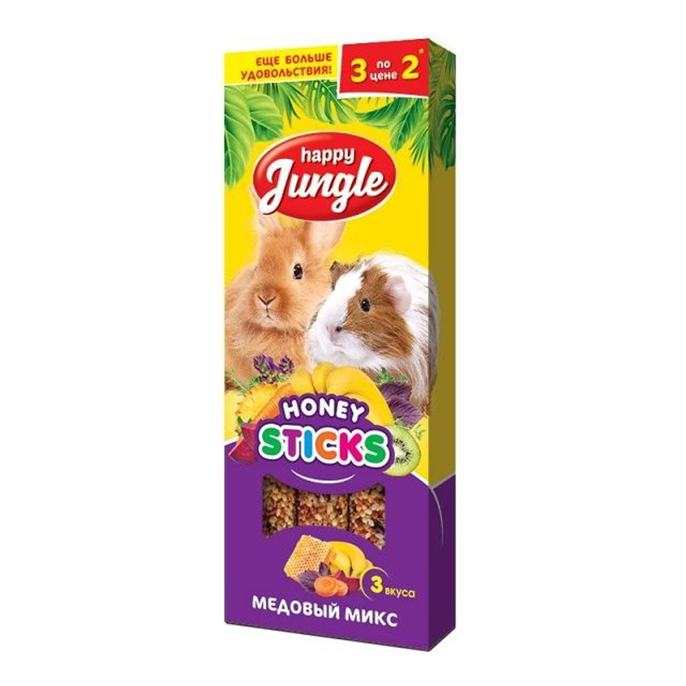 Happy Jungle палочки медовый микс для крупных грызунов 3 шт 90 г