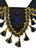 Вымпел тройной Mercedes (экокожа, черный с синими кисточками)