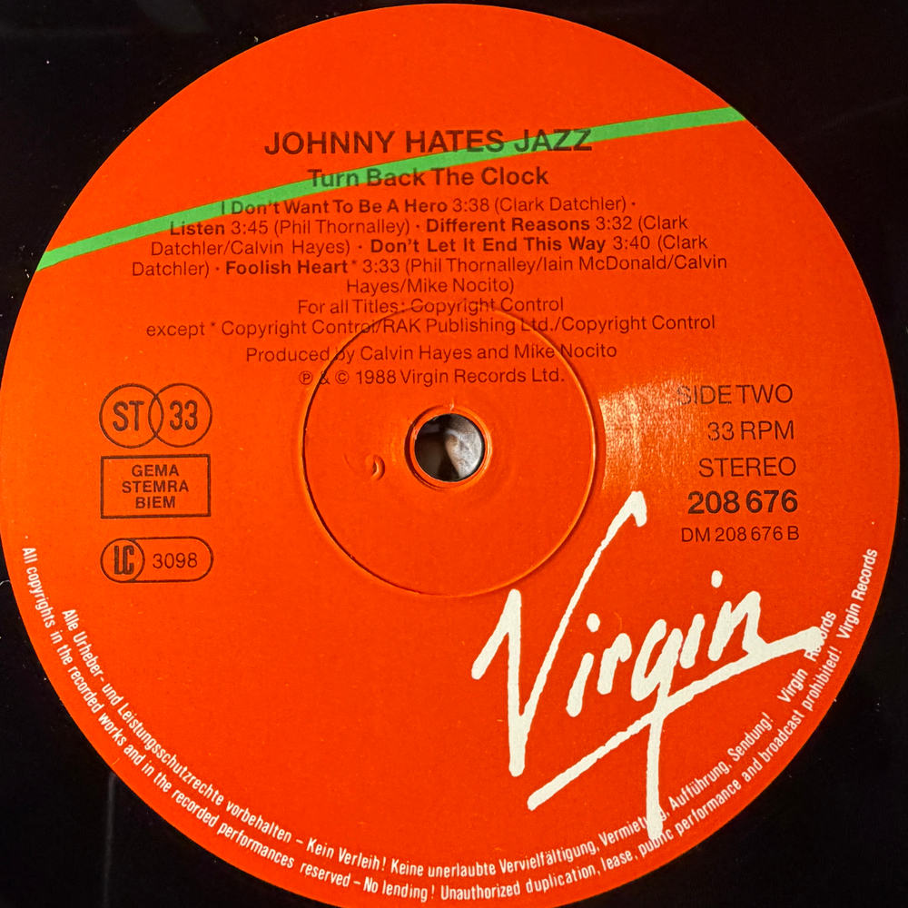 Johnny Hates Jazz - Turn Back The Clock (Европа 1988г.)