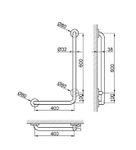 Поручень угловой 3 точки опоры левый нерж. сталь NOFER 15159.S матовый