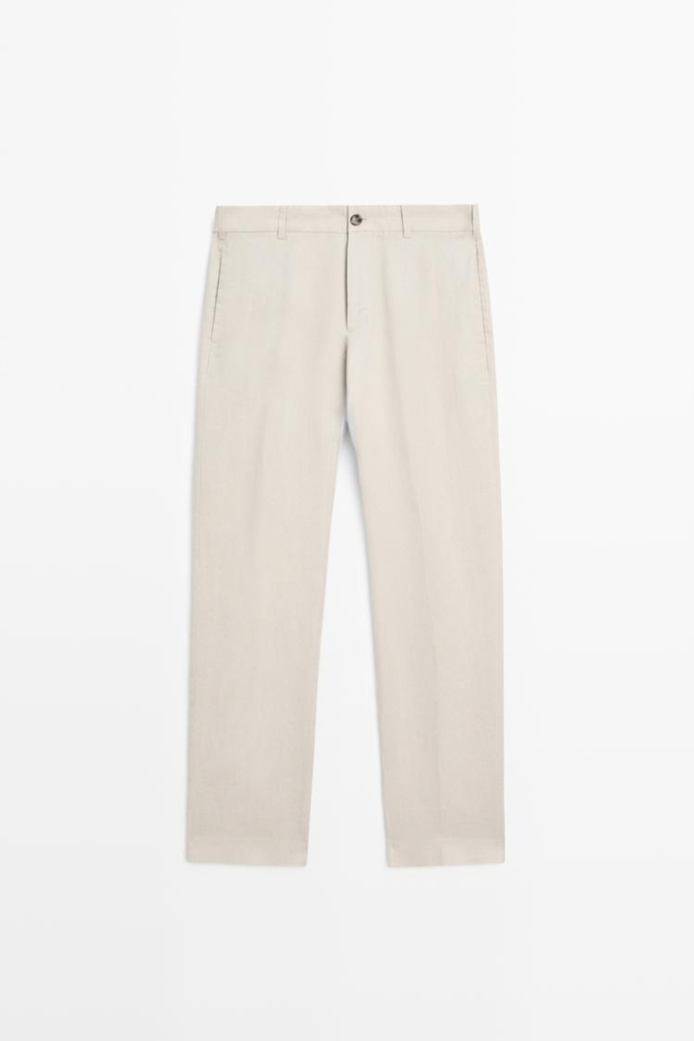 Massimo Dutti Зауженные льняные брюки, бежевый