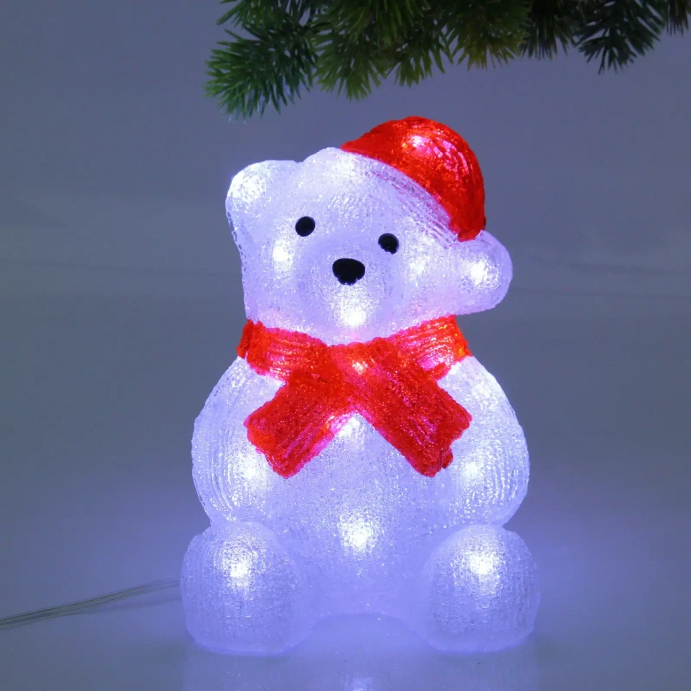 Фигура светодиодная «Медвежонок» 15*14,5*22 см, 20 лампы LED, (авторежим), 220V, Белый
