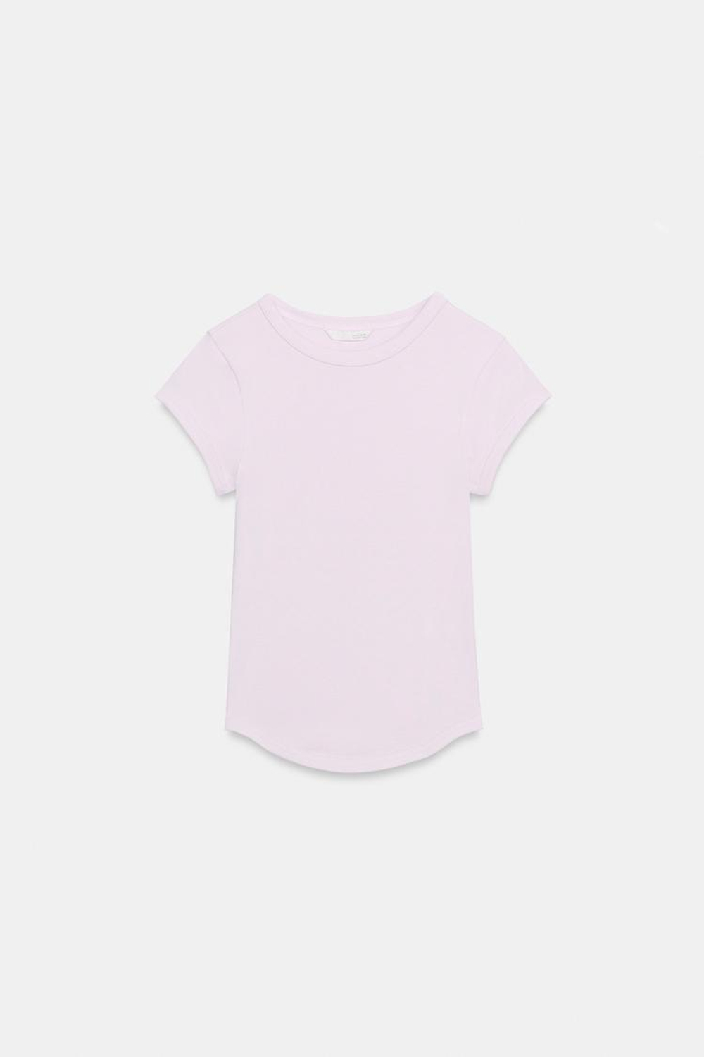 ZARA ФУТБОЛКА В РУБЧИК С КОРОТКИМИ РУКАВАМИ, СИРНЕВЫЙ