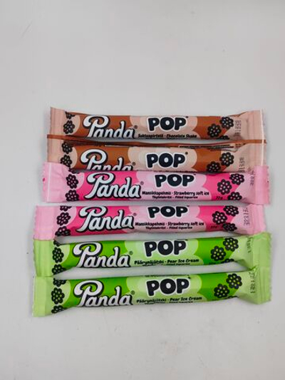 Лакрица Panda POP микс (6 шт. по 22 г) с начинками клубника-шоколад-груша, 132 г (Из Финляндии)